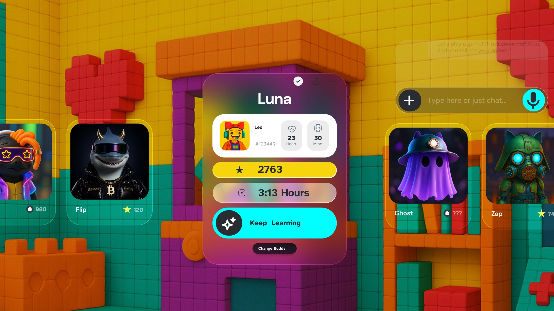 Smart Wiggle dashboard with Luna and progress.