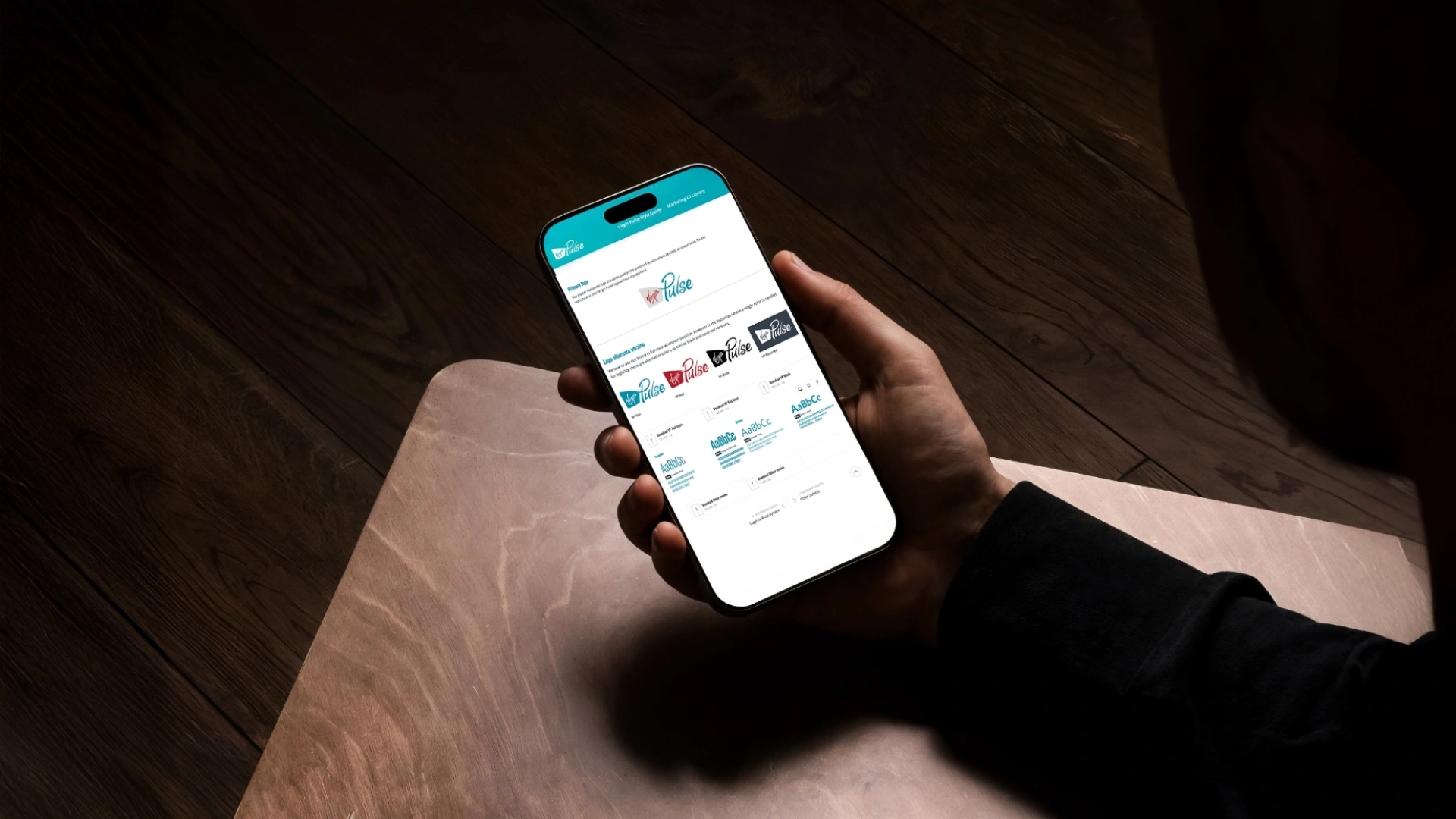 Virgin Pulse brand guidelines mobile mockup.